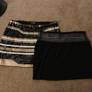 Two express mini skirts size large